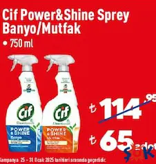 CİF POWER&SHİNE SPREY BANYO/MUTFAK 750 ML